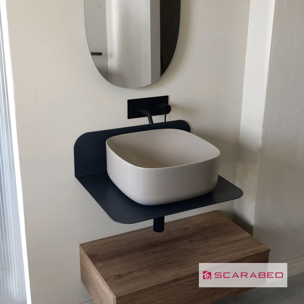 Ράφι μεταλλικό Scarabeo Plana 60 2553-NROP Ματ Μαύρο Π:60 Β:48 Υ:20cm