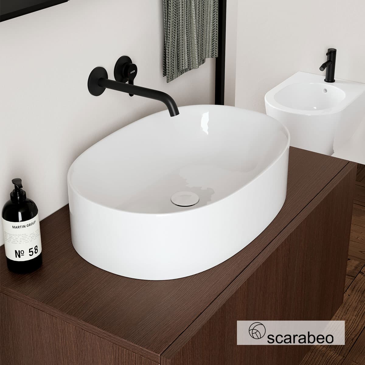 Νιπτήρας επιτραπέζιος Scarabeo Skinny 5408-300 Λευκό 50x40