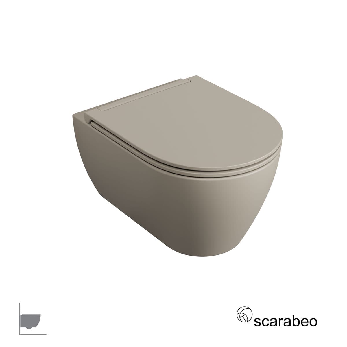 Λεκάνη κρεμαστή rimless με κάλυμμα slim soft close Scarabeo Moon 552000SC-510 Sand Μπεζ 36x50,5cm