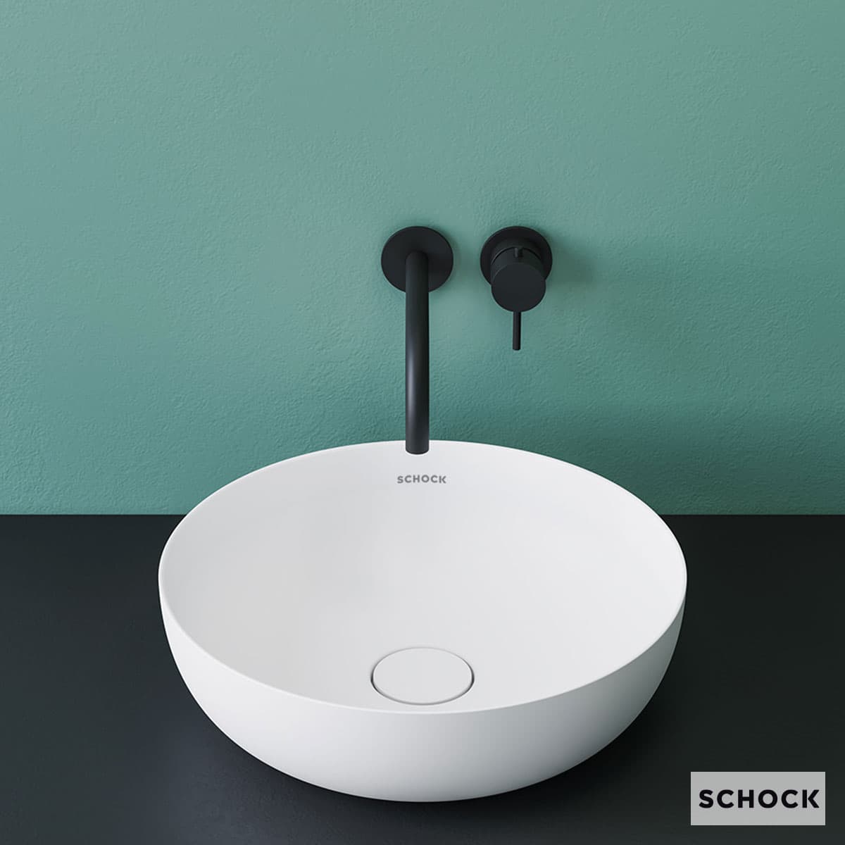 Νιπτήρας επιτραπέζιος Schock Mineralicast 68501-301 Ματ Λευκό Φ39 (με κάλυμμα βαλβίδας)