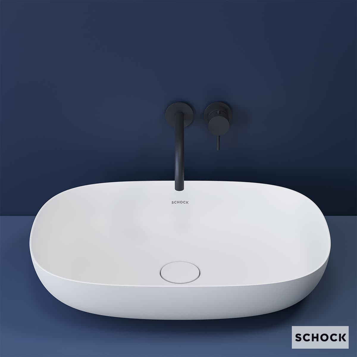 Νιπτήρας επιτραπέζιος Schock Mineralicast 68503-301 Ματ Λευκό 56,5x39 (με κάλυμμα βαλβίδας)