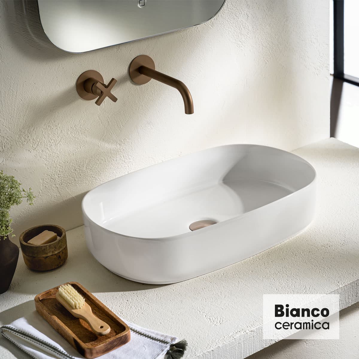 Νιπτήρας επιτραπέζιος Bianco Ceramica Uma 31055-300 Λευκό 55x36