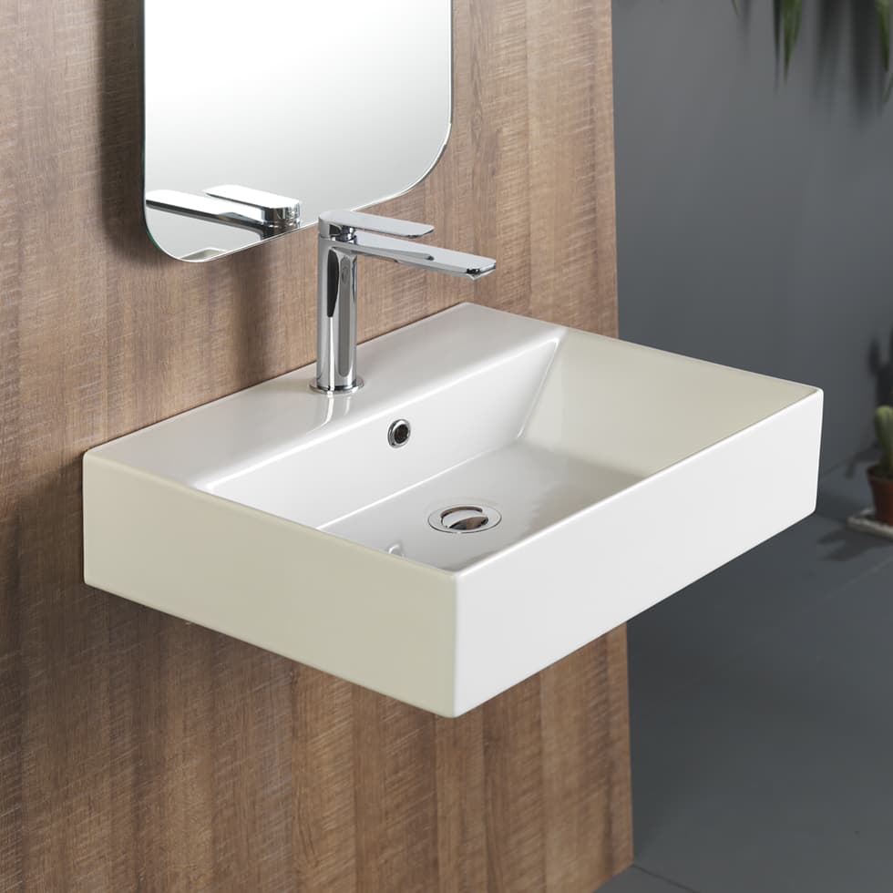Νιπτήρας κρεμαστός και επιτραπέζιος Bianco Ceramica Tetra N 32050-300 Λευκό 50x42