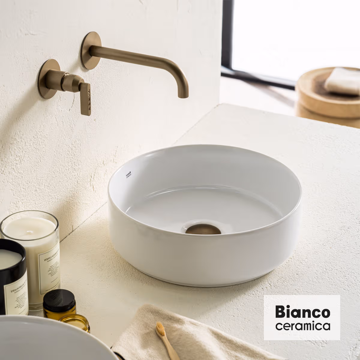 Νιπτήρας επιτραπέζιος Bianco Ceramica Focus 33036-300 Λευκό Φ36cm