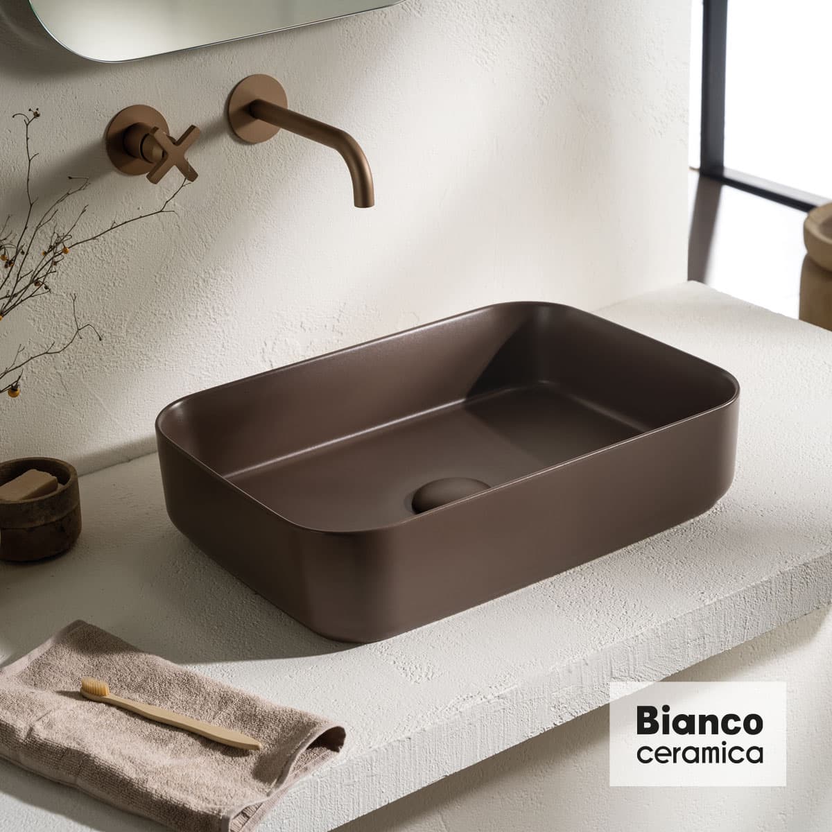 Νιπτήρας επιτραπέζιος Bianco Ceramica Punto 34050-530 Taupe Matt 50x36