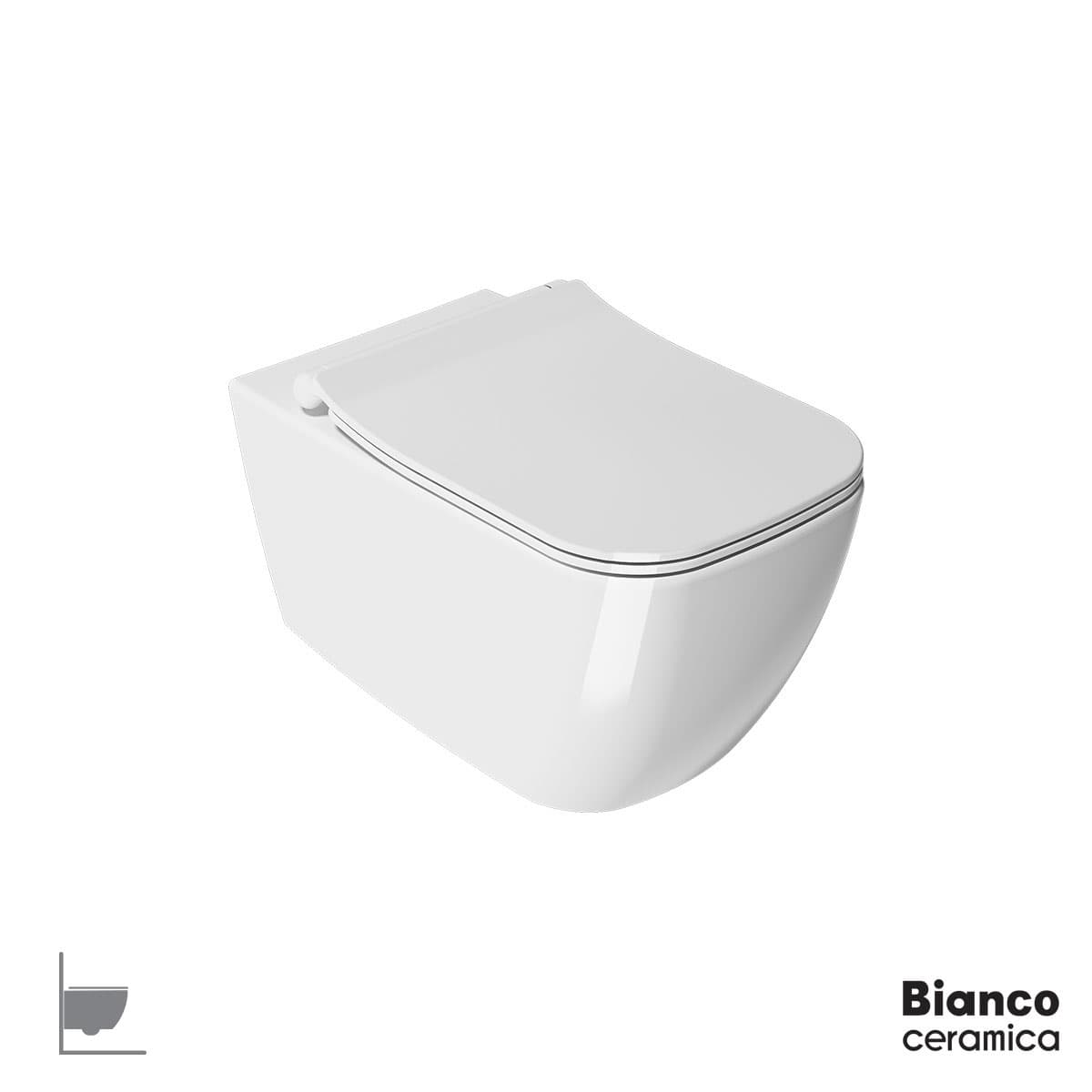 Λεκάνη κρεμαστή rimless με κάλυμμα slim soft close Bianco Ceramica Mizo 361600SC-300 Λευκό 34x51,5cm