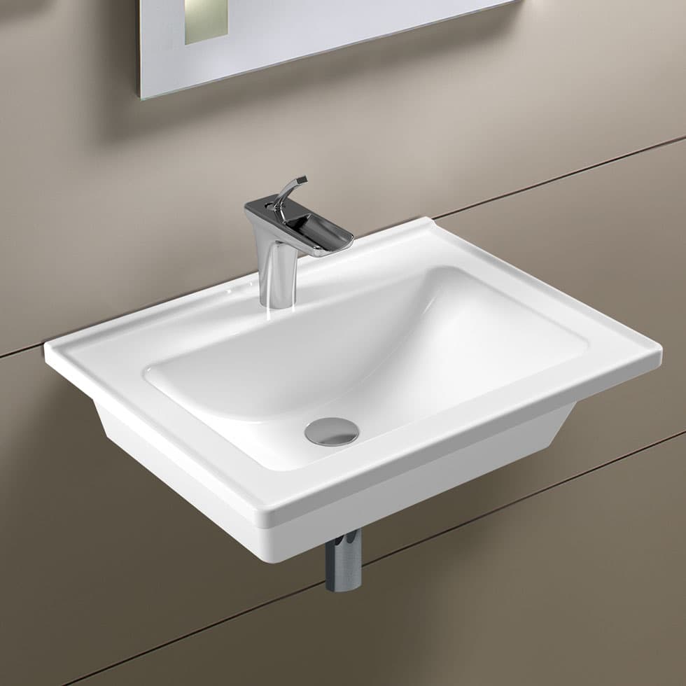 Νιπτήρας κρεμαστός και επίπλου Serel Slim 3001-300 Λευκό 60x46