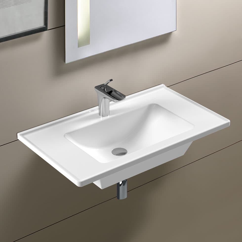 Νιπτήρας κρεμαστός και επίπλου Serel Slim 3035-300 Λευκό 80x46