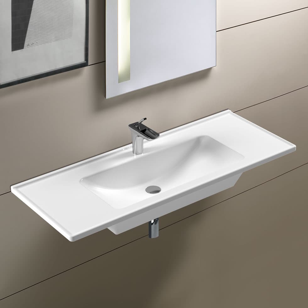 Νιπτήρας κρεμαστός και επίπλου Serel Slim 3037-300 Λευκό 100x46