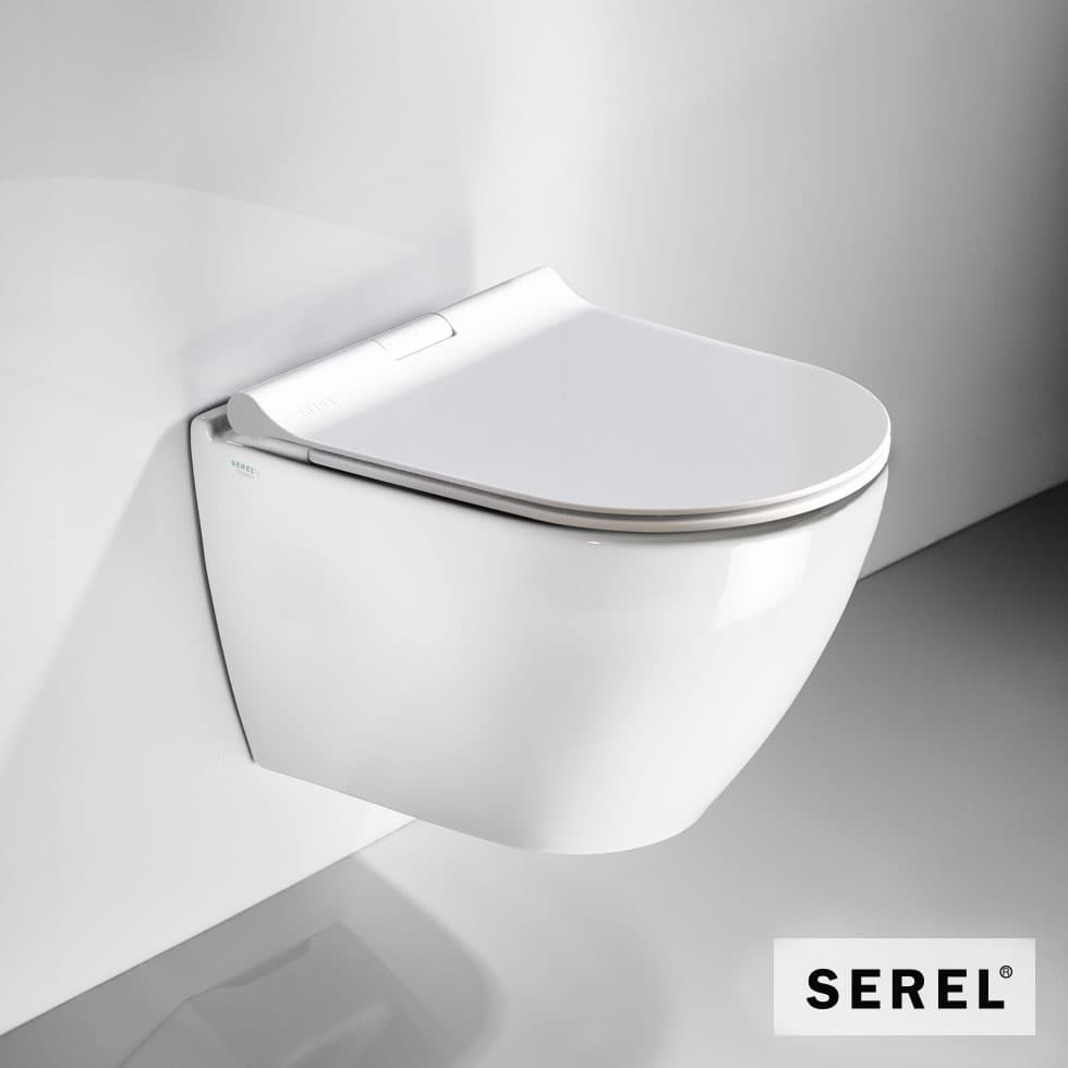 Λεκάνη κρεμαστή με κάλυμμα slim soft close Serel Smart SM3600SC-300 Λευκό 35,5x48,5cm