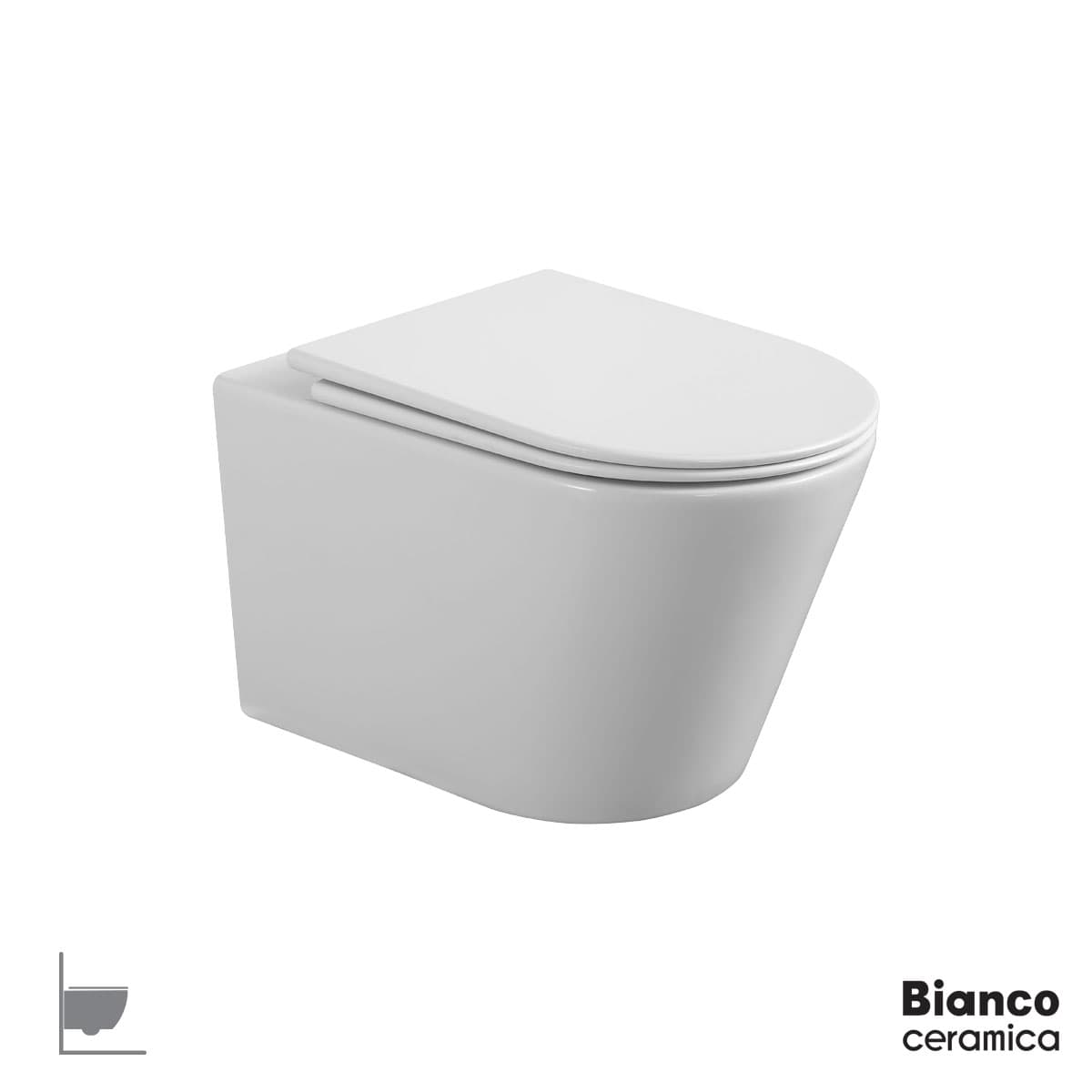 Λεκάνη κρεμαστή rimless tornado με κάλυμμα slim soft close Bianco Ceramica Kata KT11000SC-300 Λευκό 35x49cm