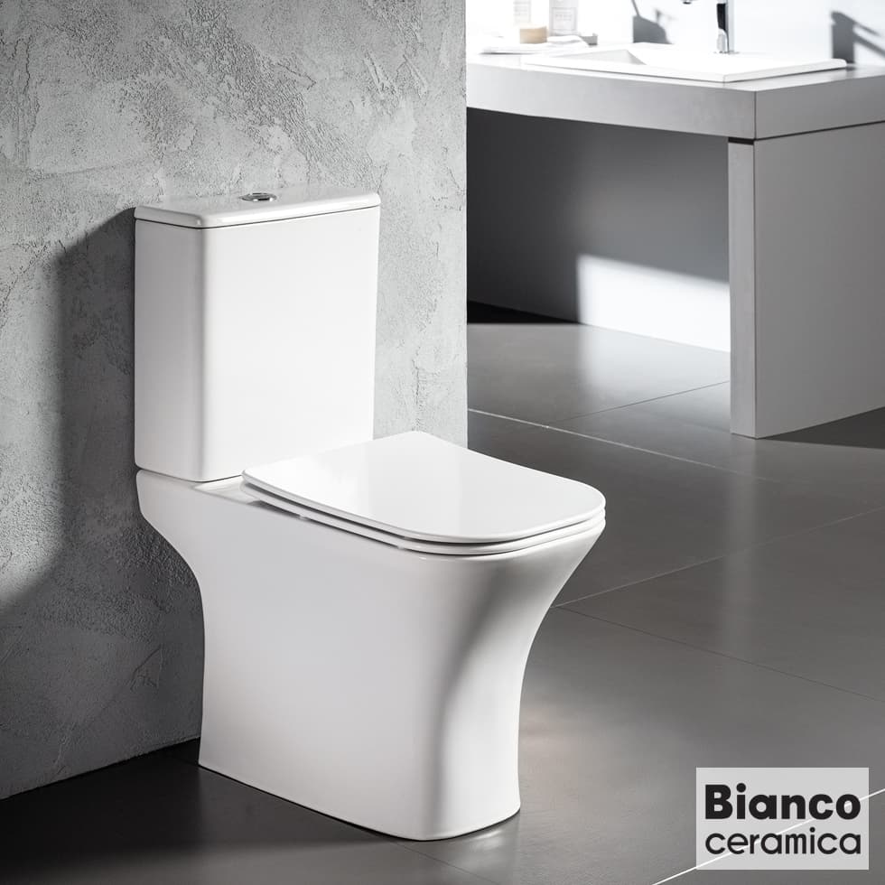 Λεκάνη δαπέδου rimless swirlflush χαμηλής πίεσης με κάλυμμα slim soft close Bianco Ceramica Delia SDL12000SC-300 Λευκό 34x65cm
