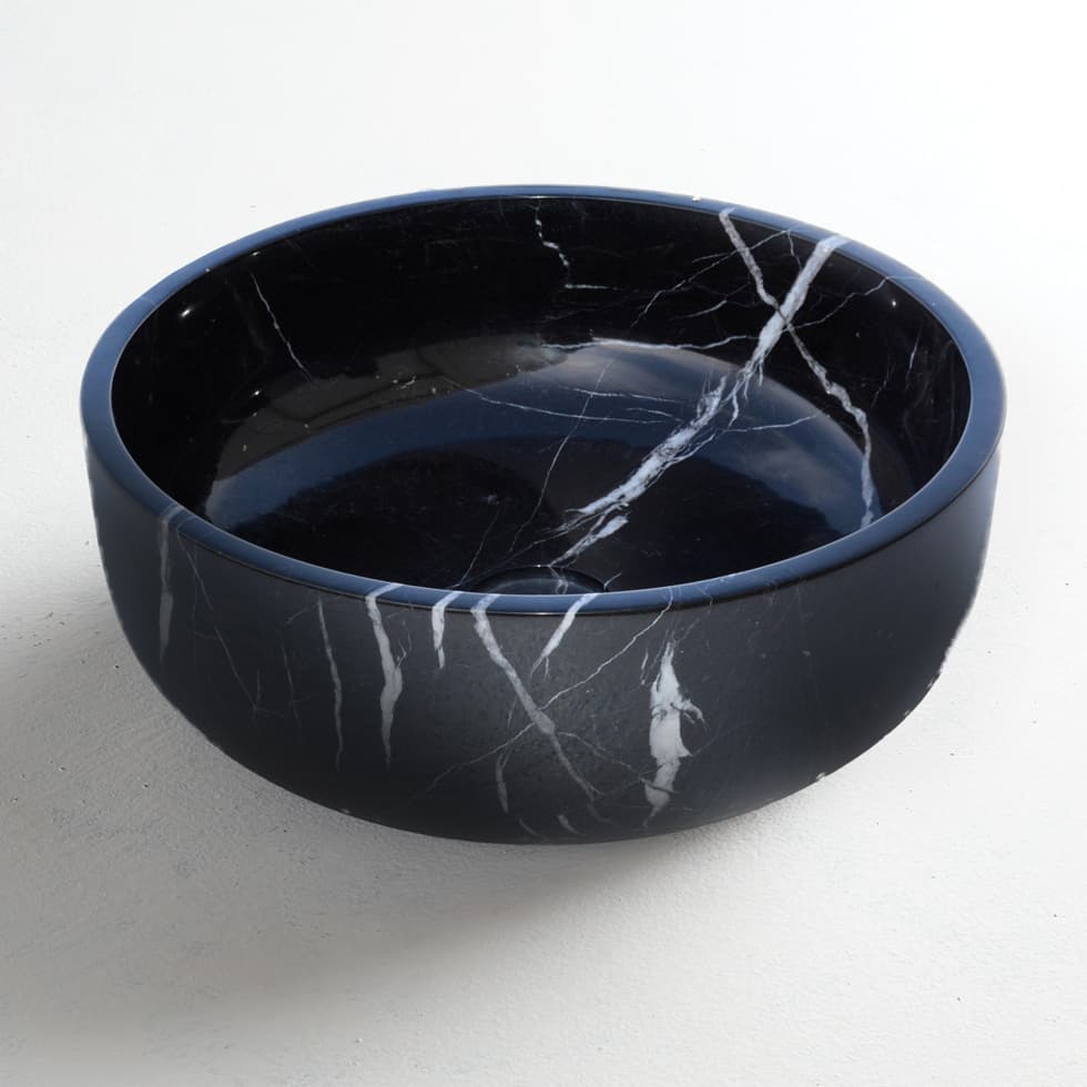 Νιπτήρας επιτραπέζιος Fossil Thalo Marble DR39-400 Marquina Nero Φ39