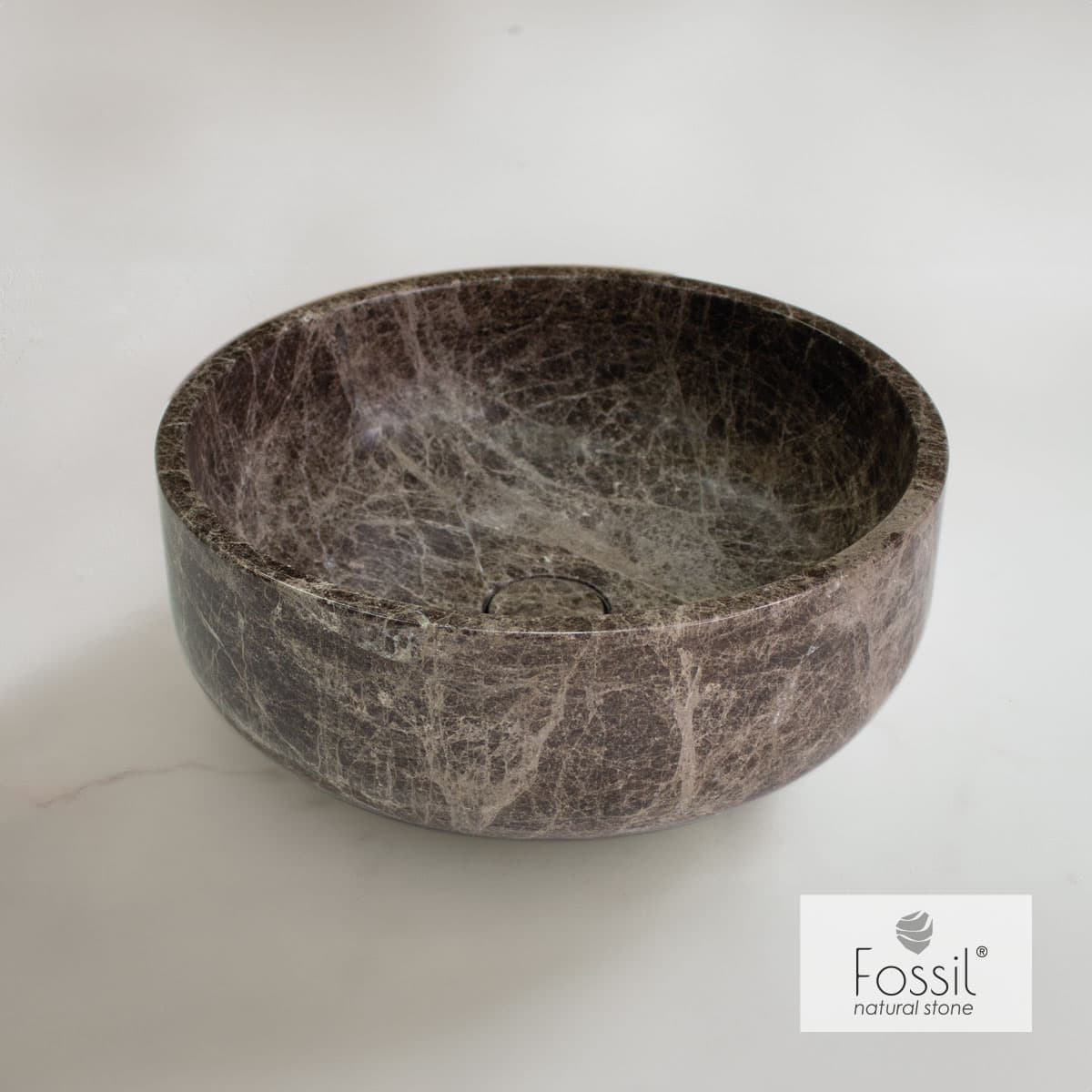 Νιπτήρας επιτραπέζιος Fossil Thalo Marble DR39-523 Emperador Dark Φ39