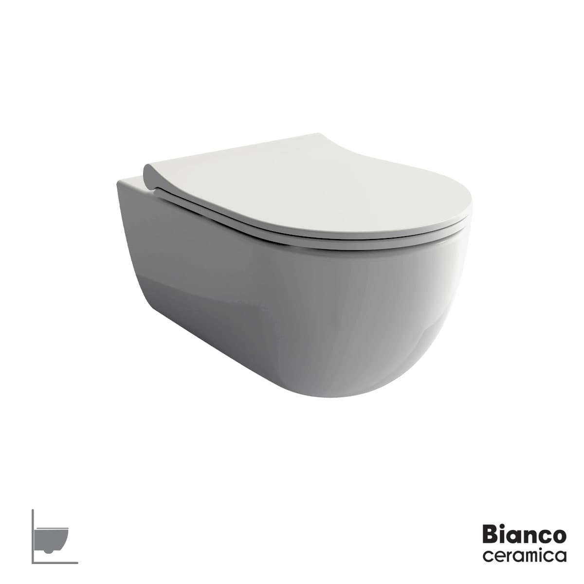 Λεκάνη κρεμαστή rimless με κάλυμμα slim soft close Bianco Ceramica Nora 341600SC-300 Λευκό 36x54,5cm