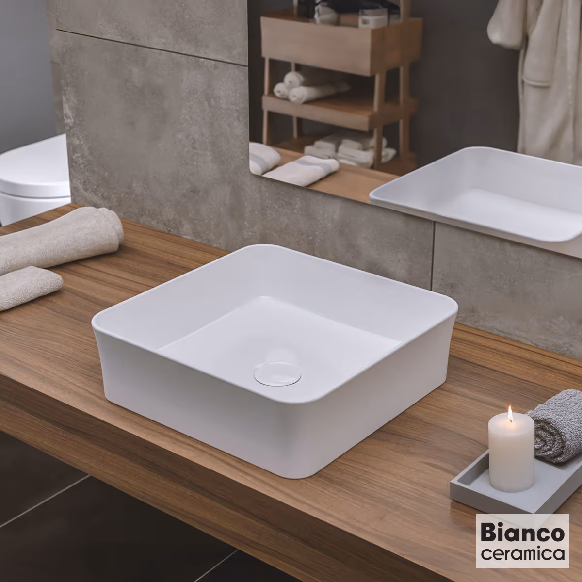 Νιπτήρας επιτραπέζιος Bianco Ceramica York 34770-300 Λευκό 38,5x38,5