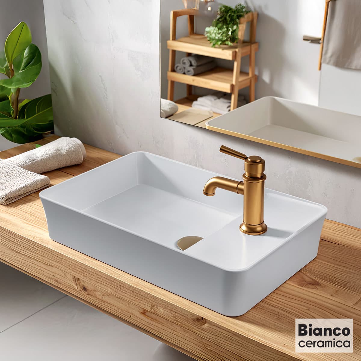 Νιπτήρας επιτραπέζιος Bianco Ceramica Lina 34790-300 Λευκό 64x39,5