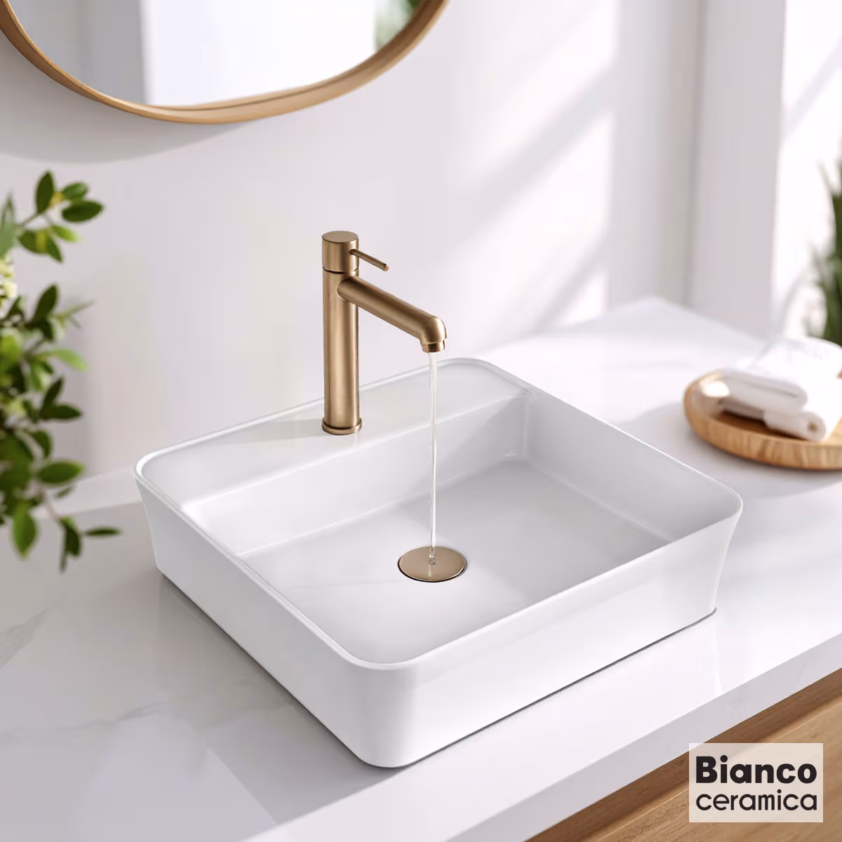 Νιπτήρας επιτραπέζιος Bianco Ceramica Rona 35980-300 Λευκό 45x45