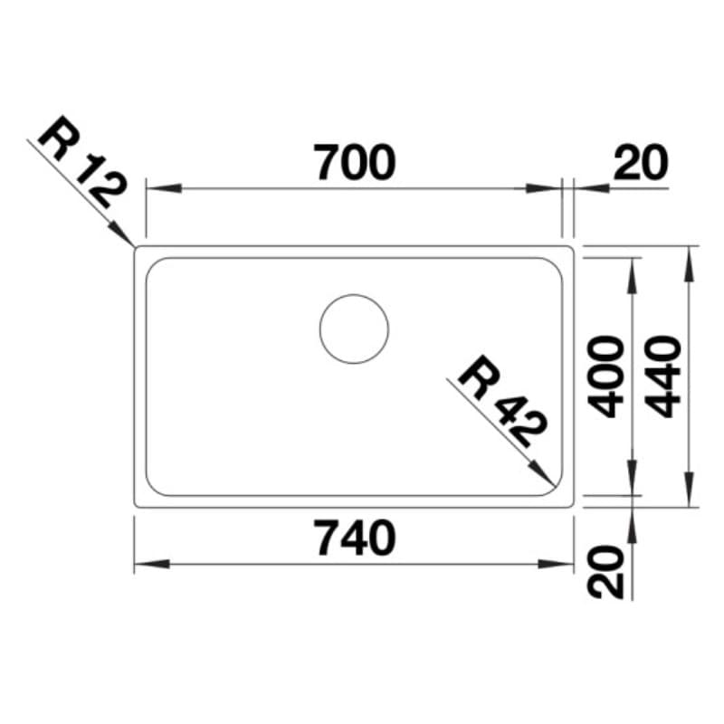 Νεροχύτης κουζίνας ανοξείδωτος Blanco Solis 700-IF 526126 Brushed Finish 74×44 (Flush επίπεδο χείλος IF) - 3