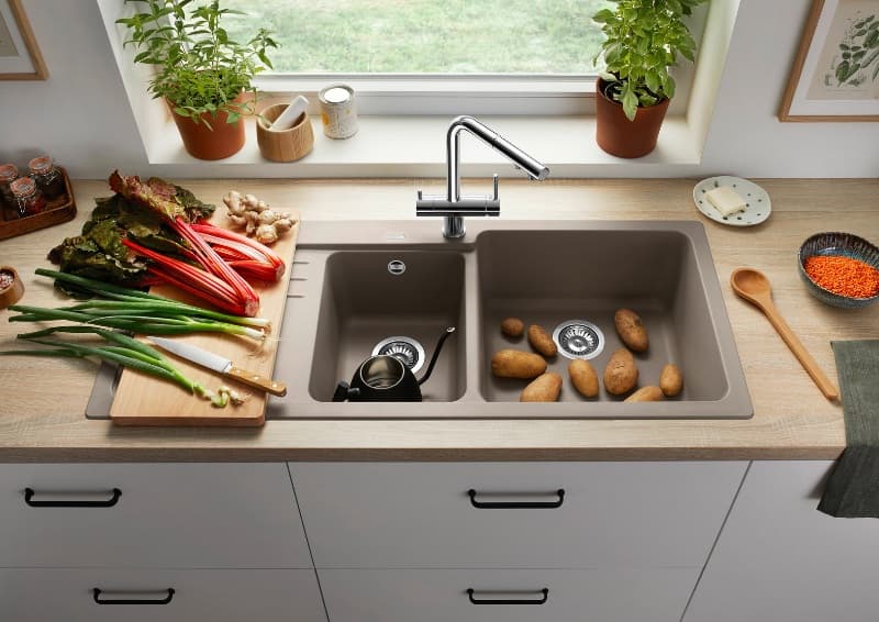 Νεροχύτης κουζίνας γρανιτένιος Blanco Naya 8 S 525785 Tartufo 116×50 (ένθετος) - 3
