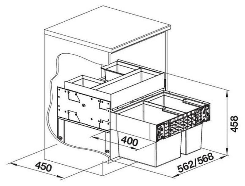 Κάδος Απορριμμάτων Blanco Select II XL 60/2 Ogra 526208 45x56,8x45,8cm - 2