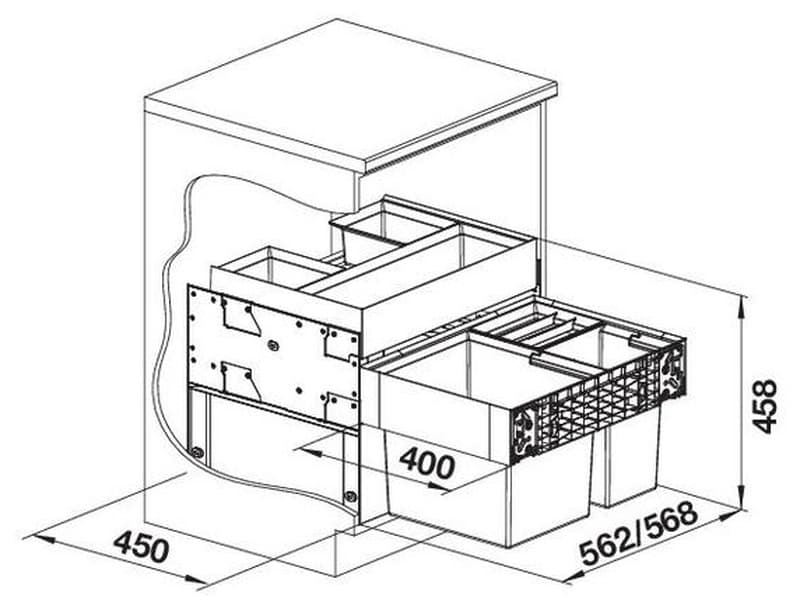 Κάδος Απορριμμάτων Blanco Select II XL 60/3 Ogra 526210 45x56,8x45,8cm - 2