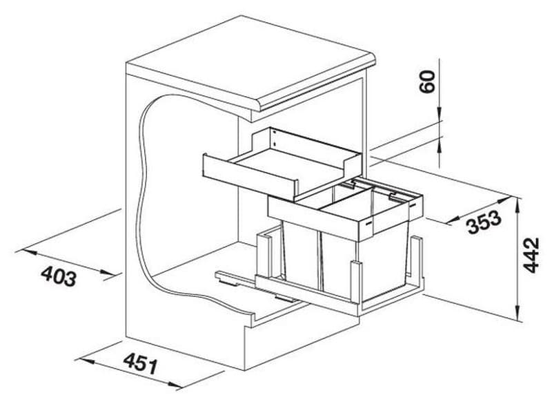 Κάδος Απορριμμάτων Blanco Select II 40/2 Combi 527854 45,1x35,3x44,2cm - 2