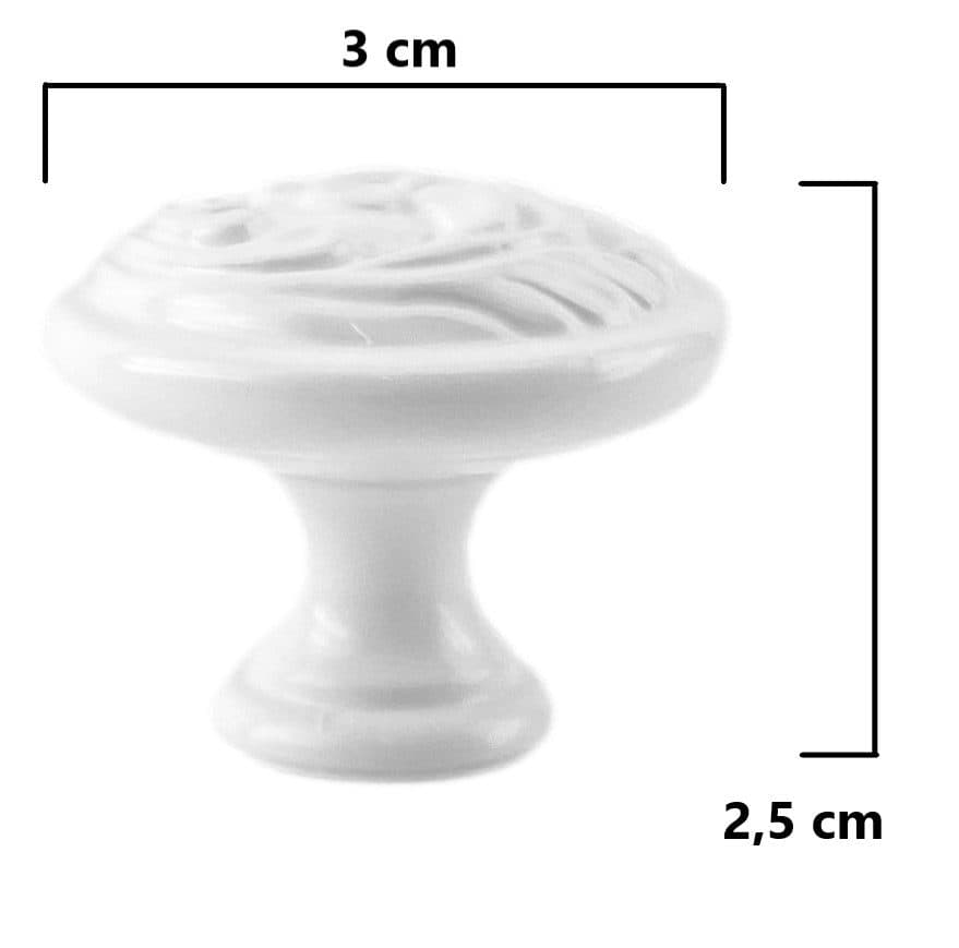 Πόμολο Επίπλων Bosetti Marella 24410 Λευκό Γυαλιστερό Φ30mm - 4