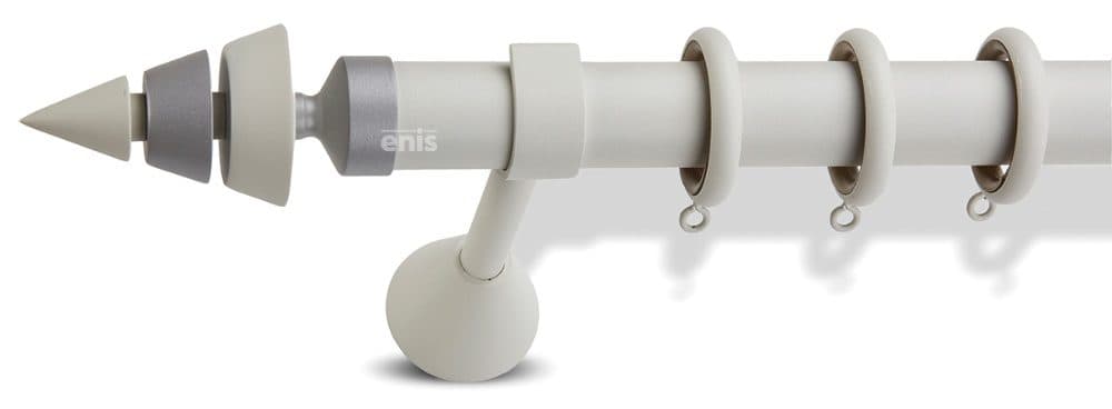 Μεταλλικό Κουρτινόξυλο Enis Κως Φ35mm Λευκό Πάγου Γκρι