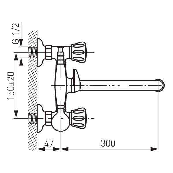 Μπαταρία λουτρού Ferro Standard BST11A Χρώμιο - 2