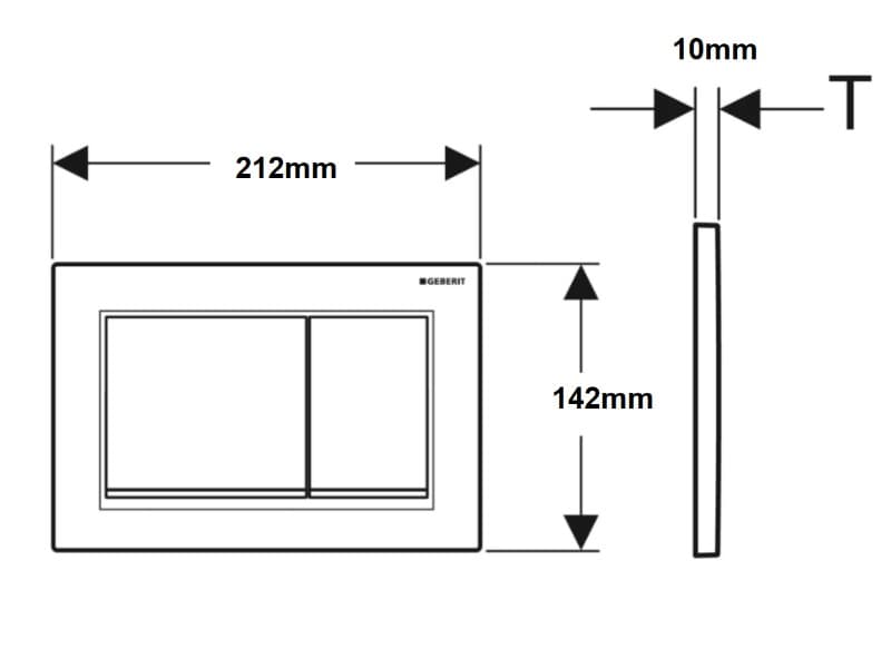 Πλακέτα χειρισμού Dual flush Geberit
Omega 20 Square 115.080.16.1 Black Matt coated/black Ματ 21,2x14,2cm - 3