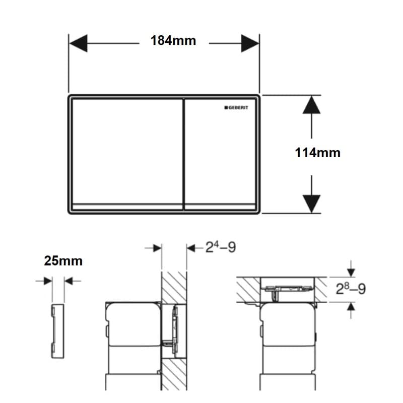 Πλακέτα χειρισμού Dual flush Geberit Omega 60 115.081.GH.1 Brushed Chrome Βουρτσισμένο
18,4x11,4cm - 2