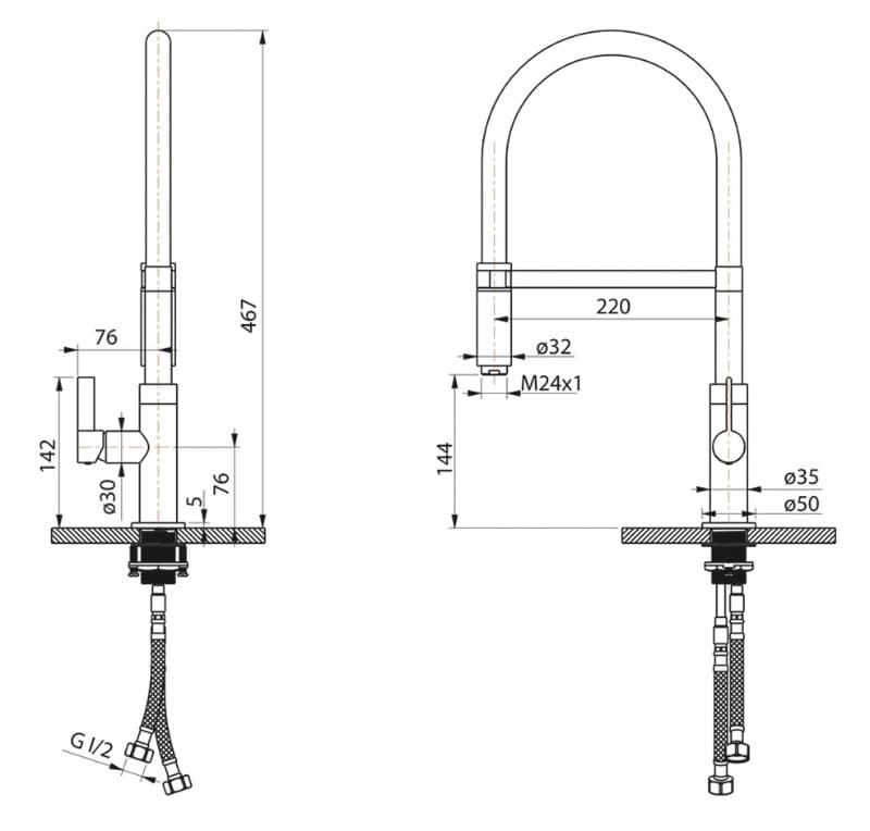 Μπαταρία Κουζίνας Helika Colos 7003-T Γραφίτης PVD 46,7cm - 2