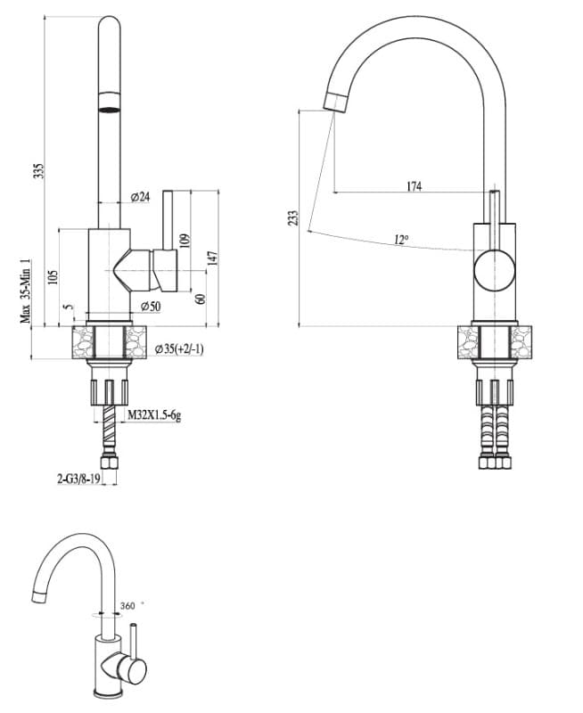Μπαταρία Κουζίνας Helika Sabia Eco 5523-e2-001 Χρώμιο 36,1cm - 2