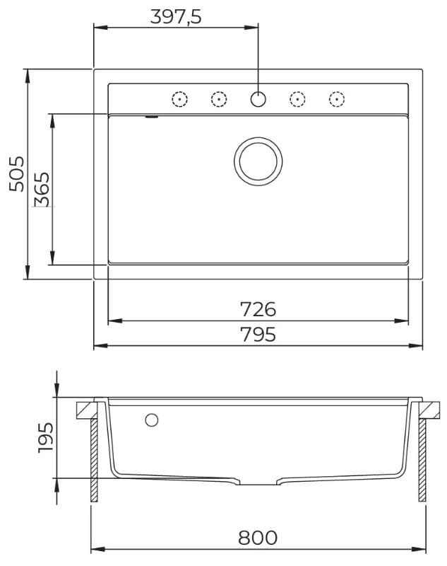 Νεροχύτης κουζίνας γρανιτένιος Helika Quadro SQQ103W-202 Alumetallic 79×51 (ένθετος) - 2