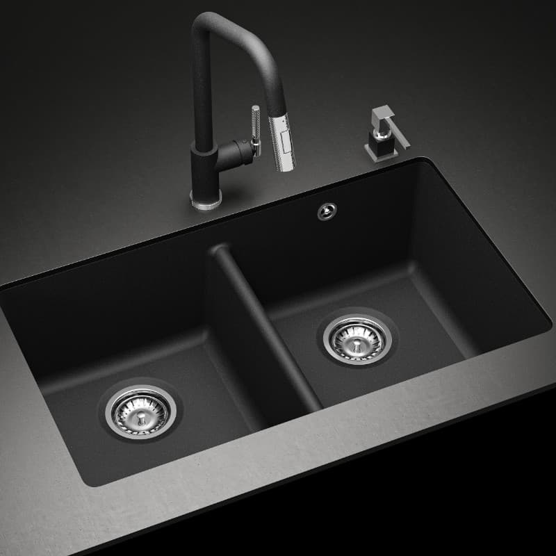 Νεροχύτης κουζίνας γρανιτένιος Helika Arca SQA200AQP-601 Black metallic 81×48 (υποκαθήμενος) - 4