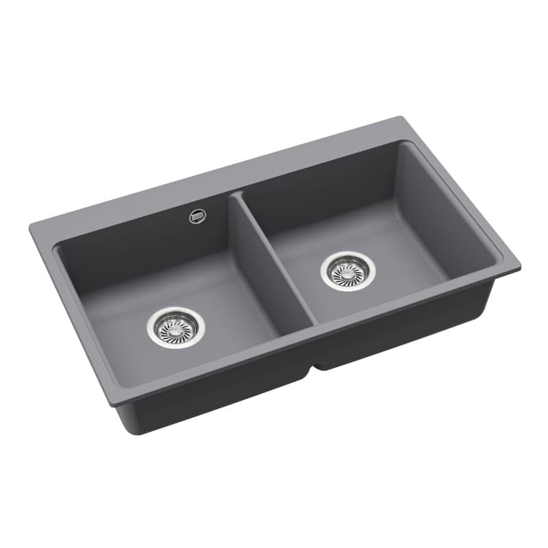 Νεροχύτης κουζίνας γρανιτένιος Helika Magna SQM200W-202 Alumetallic 86×51 (ένθετος) - 3