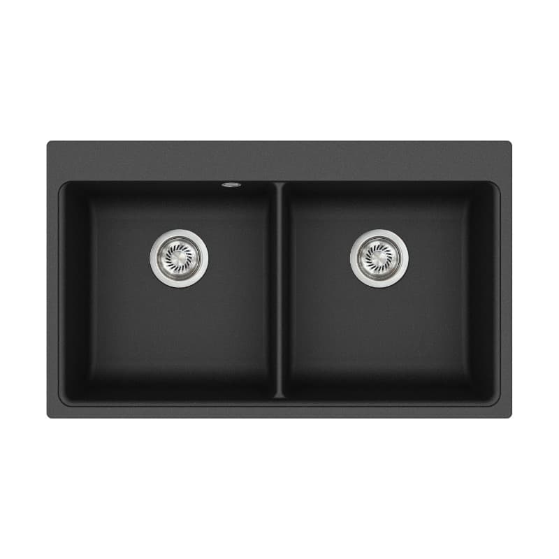 Νεροχύτης κουζίνας γρανιτένιος Helika Magna SQM200W-601 Black metallic 86×51 (ένθετος)