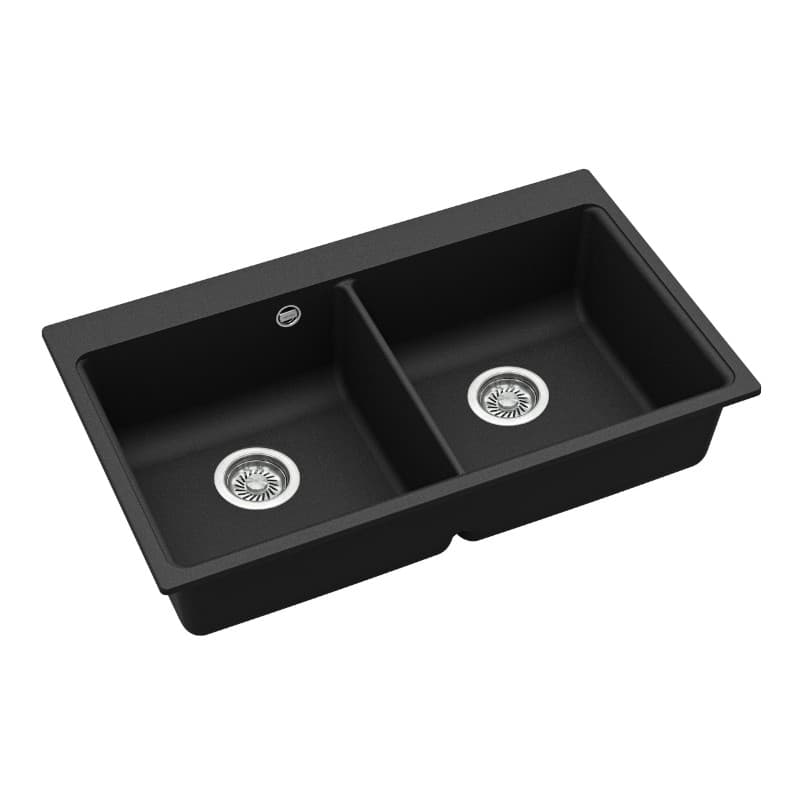 Νεροχύτης κουζίνας γρανιτένιος Helika Magna SQM200W-601 Black metallic 86×51 (ένθετος) - 3