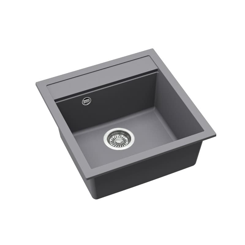 Νεροχύτης κουζίνας γρανιτένιος Helika Tesa SQT100W-202 Alumetallic 49×51 (ένθετος) - 3