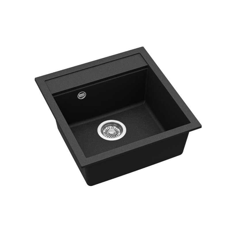 Νεροχύτης κουζίνας γρανιτένιος Helika Tesa SQT100W-601 Black metallic 49×51 (ένθετος) - 3