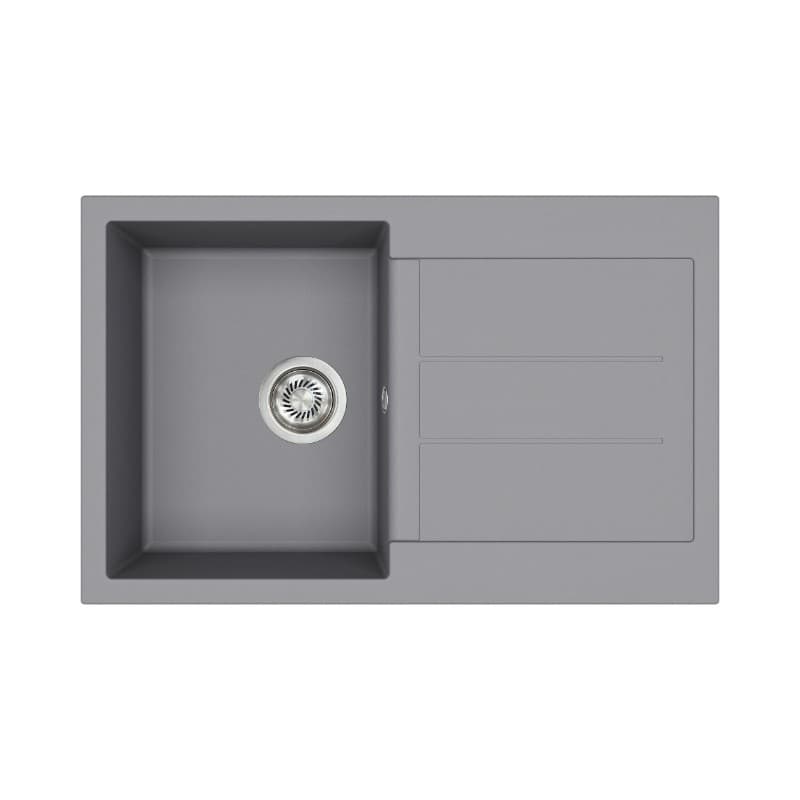 Νεροχύτης κουζίνας γρανιτένιος Helika Tesa SQT101AW-202 Alumetallic 78×50 (ένθετος με αυτόματη βαλβίδα)
