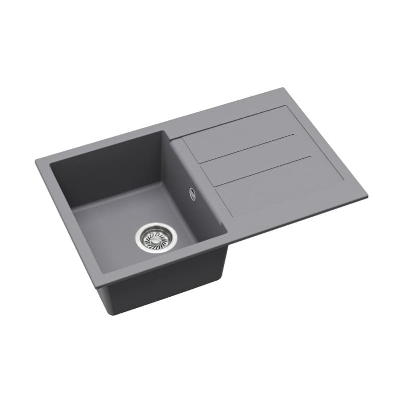 Νεροχύτης κουζίνας γρανιτένιος Helika Tesa SQT101AW-202 Alumetallic 78×50 (ένθετος με αυτόματη βαλβίδα) - 3