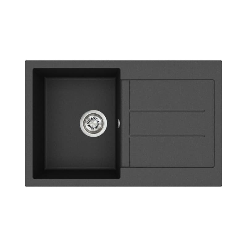 Νεροχύτης κουζίνας γρανιτένιος Helika Tesa SQT101AW-601 Black metallic 78×50 (ένθετος με αυτόματη βαλβίδα)