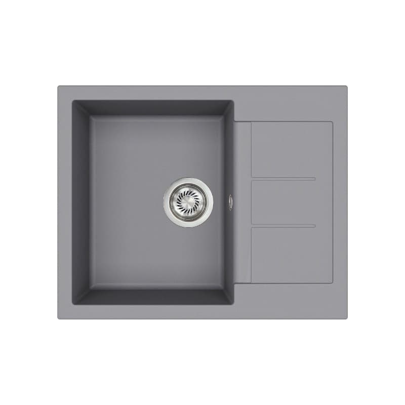 Νεροχύτης κουζίνας γρανιτένιος Helika Tesa SQT102AW-202 Alumetallic 62×50 (ένθετος με αυτόματη βαλβίδα)
