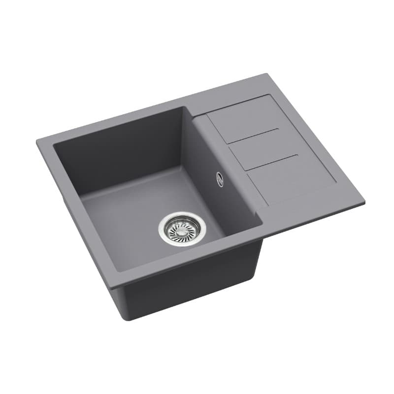Νεροχύτης κουζίνας γρανιτένιος Helika Tesa SQT102AW-202 Alumetallic 62×50 (ένθετος με αυτόματη βαλβίδα) - 3