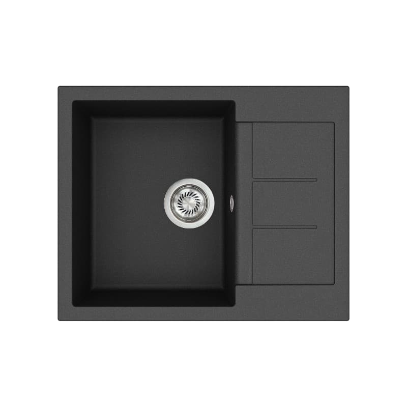 Νεροχύτης κουζίνας γρανιτένιος Helika Tesa SQT102AW-601 Black metallic 62×50 (ένθετος με αυτόματη βαλβίδα)