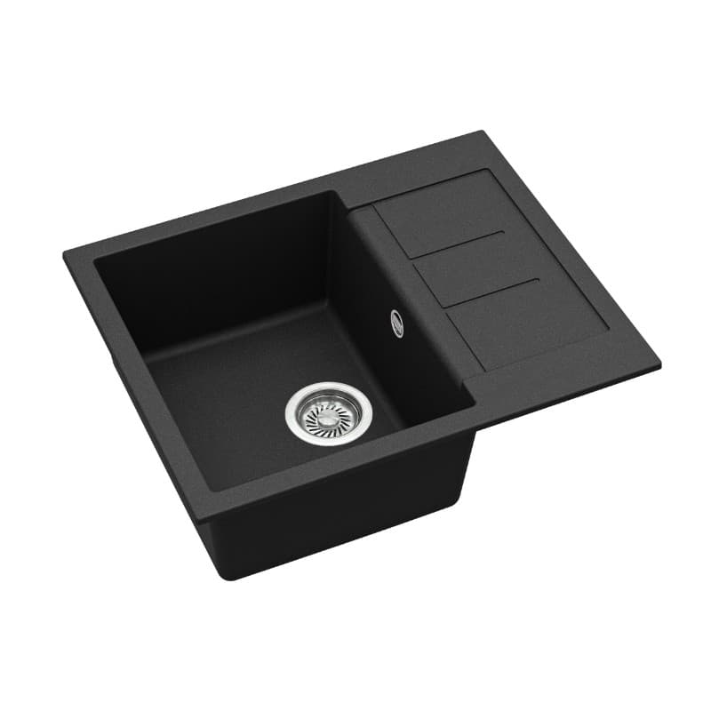Νεροχύτης κουζίνας γρανιτένιος Helika Tesa SQT102AW-601 Black metallic 62×50 (ένθετος με αυτόματη βαλβίδα) - 3