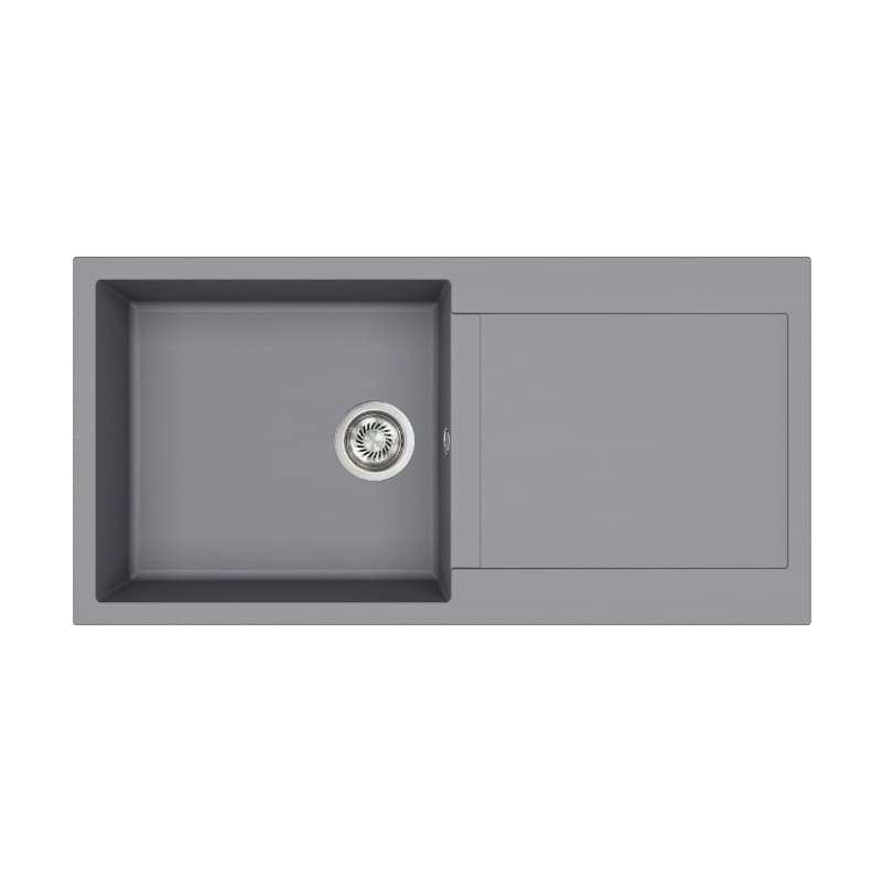 Νεροχύτης κουζίνας γρανιτένιος Helika Tesa SQT103AW-202 Alumetallic 100×50 (ένθετος με αυτόματη βαλβίδα)