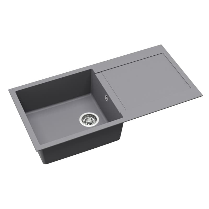 Νεροχύτης κουζίνας γρανιτένιος Helika Tesa SQT103AW-202 Alumetallic 100×50 (ένθετος με αυτόματη βαλβίδα) - 3
